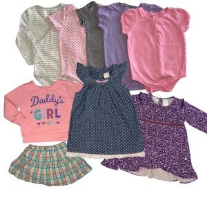 LOT of 9 Girls Clothes, SZ 18 month, 18M Onesie, Dresses Toddler Bodysuit Bundle